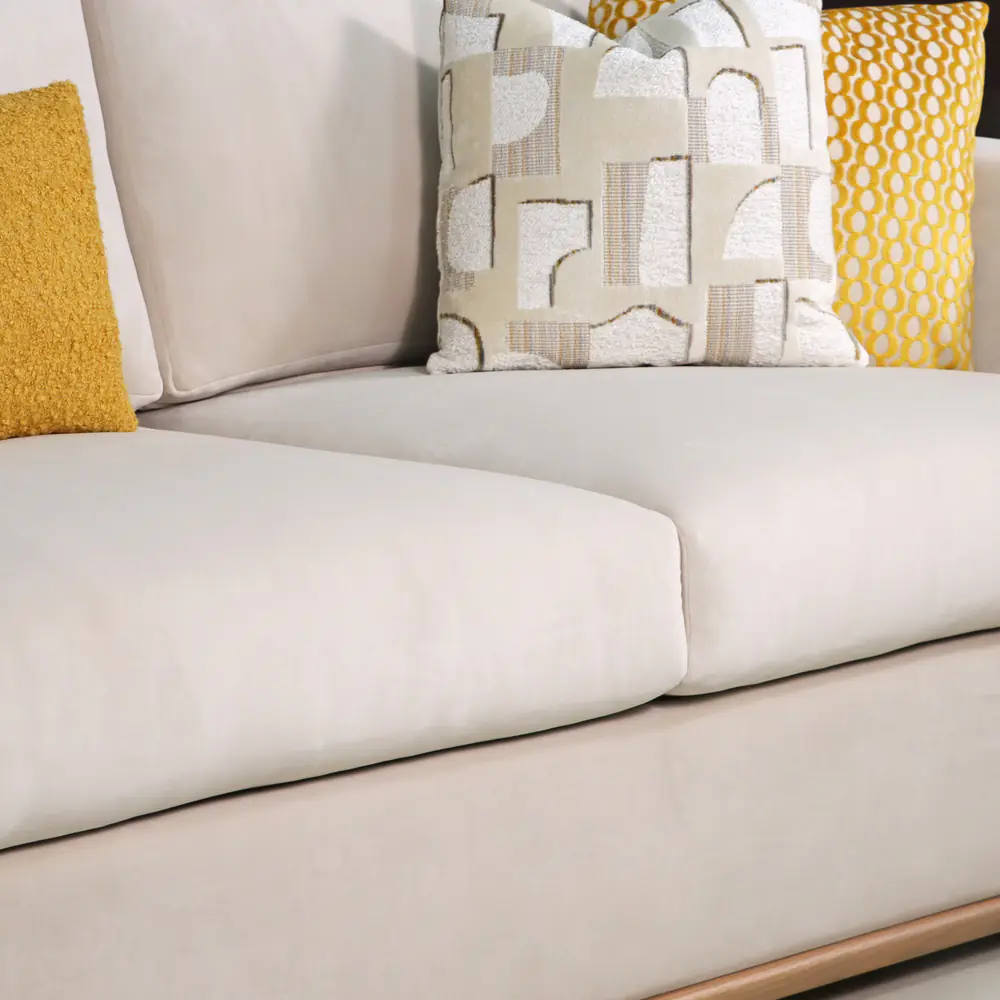 Luxe Cream 3-Seater Sofa with Gold Plinth Base