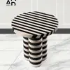 Monochrome Stripes Round Side Table