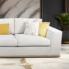Luna Ivory Track-Arm Sofa with Brass Base