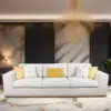 Luna Ivory Track-Arm Sofa with Brass Base