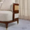 Walnut & Cane Lounge Chair with Ivory Upholstery