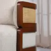 Walnut & Cane Lounge Chair with Ivory Upholstery