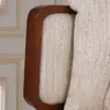 Walnut & Cane Lounge Chair with Ivory Upholstery