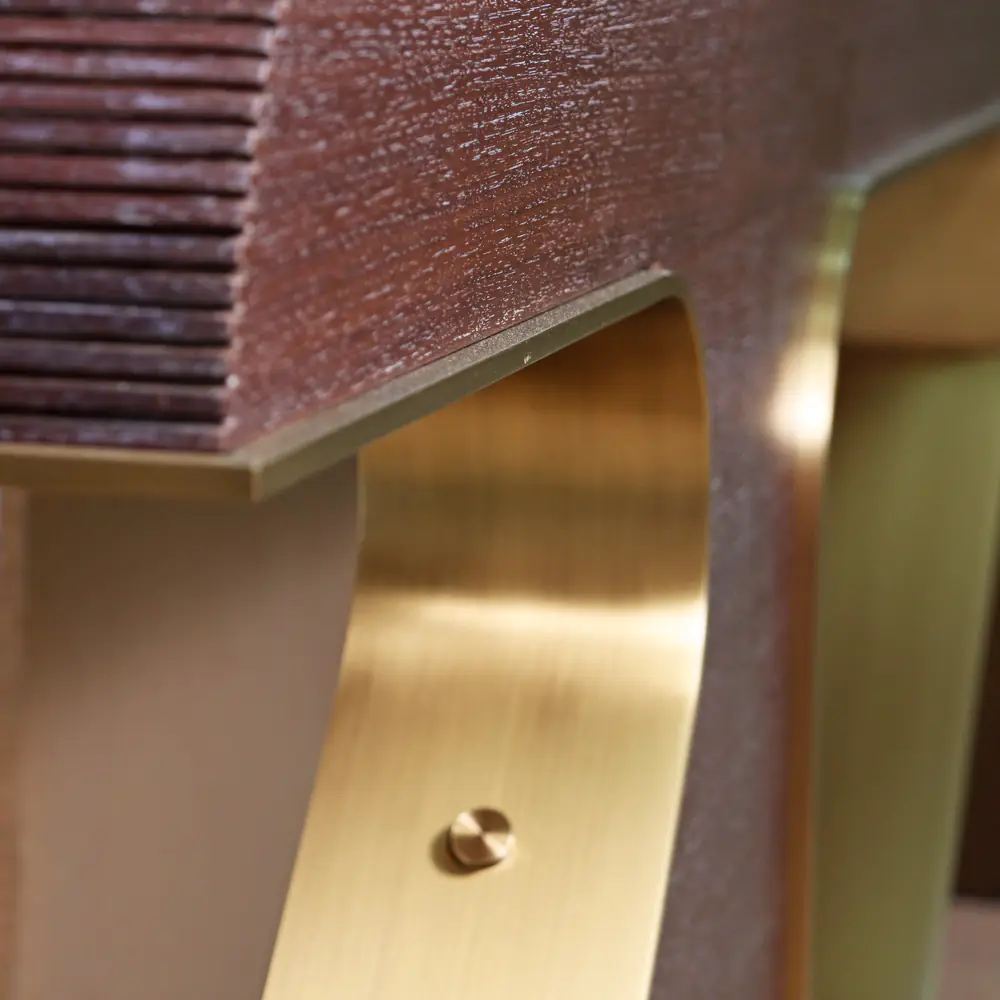 Aurelia Brass & Walnut Inset Sculptural Base Table