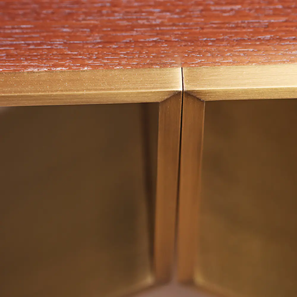 Aurelia Brass & Walnut Inset Sculptural Base Table