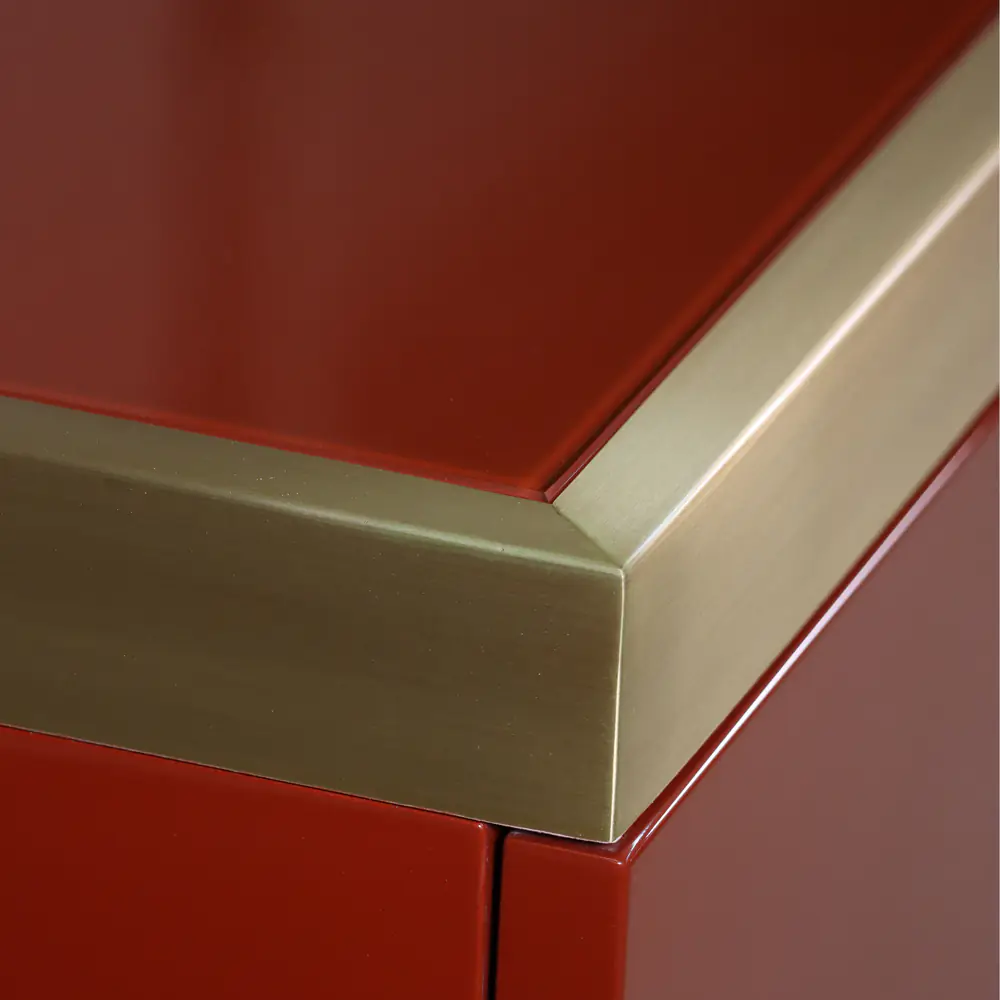 Verona Red Lacquer Sideboard with Gold Accents