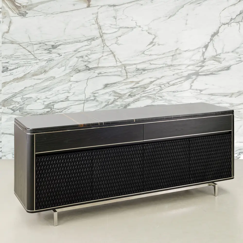 Vesper Diamond Sideboard with Stone Top