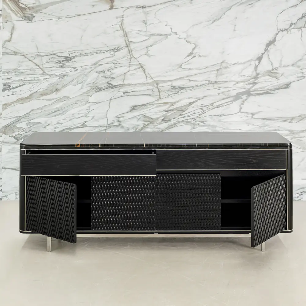 Vesper Diamond Sideboard with Stone Top