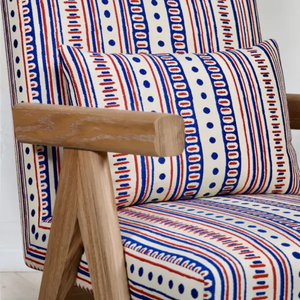 Geo-Stripe Upholstered Accent Armchair, Solid Wood Frame