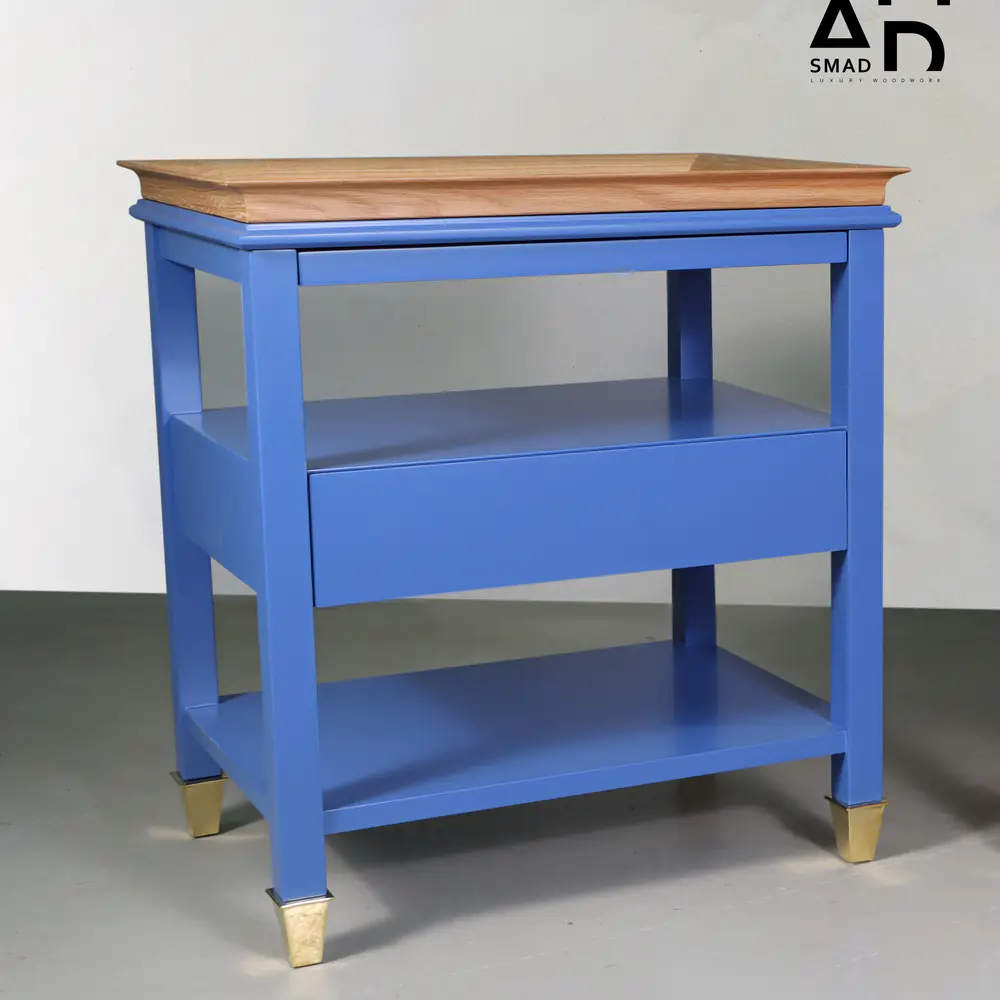 Azure Tray-Top Console Table with Dual Shelves