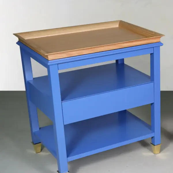 Azure Tray-Top Console Table with Dual Shelves