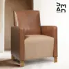 Croc-Embossed Leather-Look Accent Armchair with Brass Feet