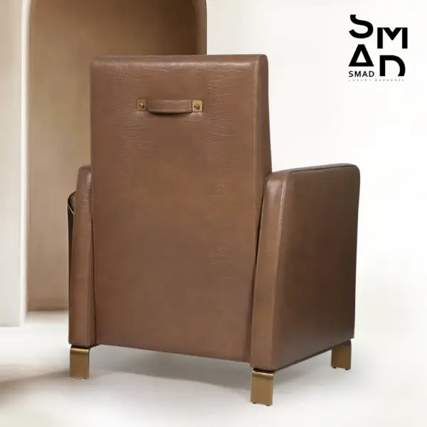Croc-Embossed Leather-Look Accent Armchair with Brass Feet