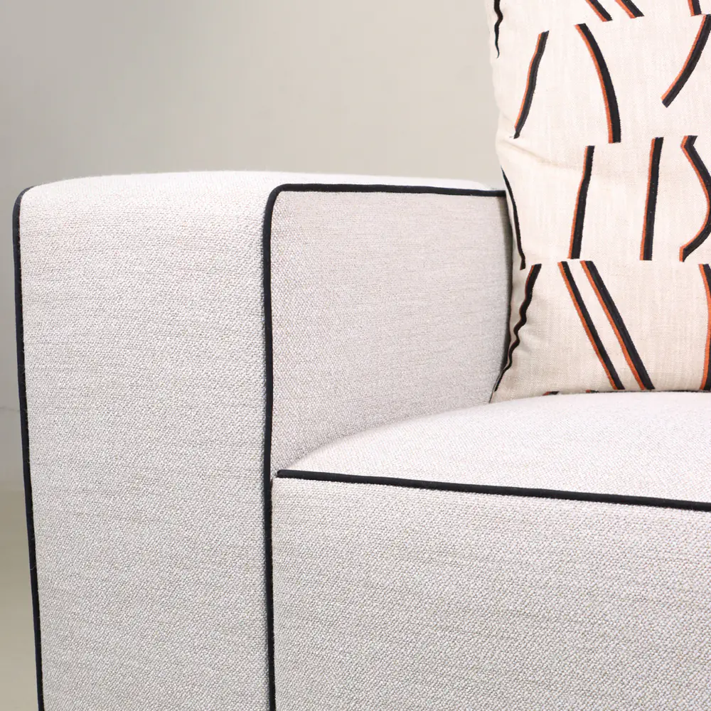 Linea Extra‑Long Low‑Profile Sofa with Contrast Piping