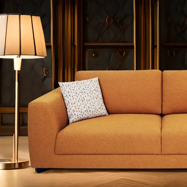 Cinnamon Bouclé Track-Arm 2-Seater Sofa
