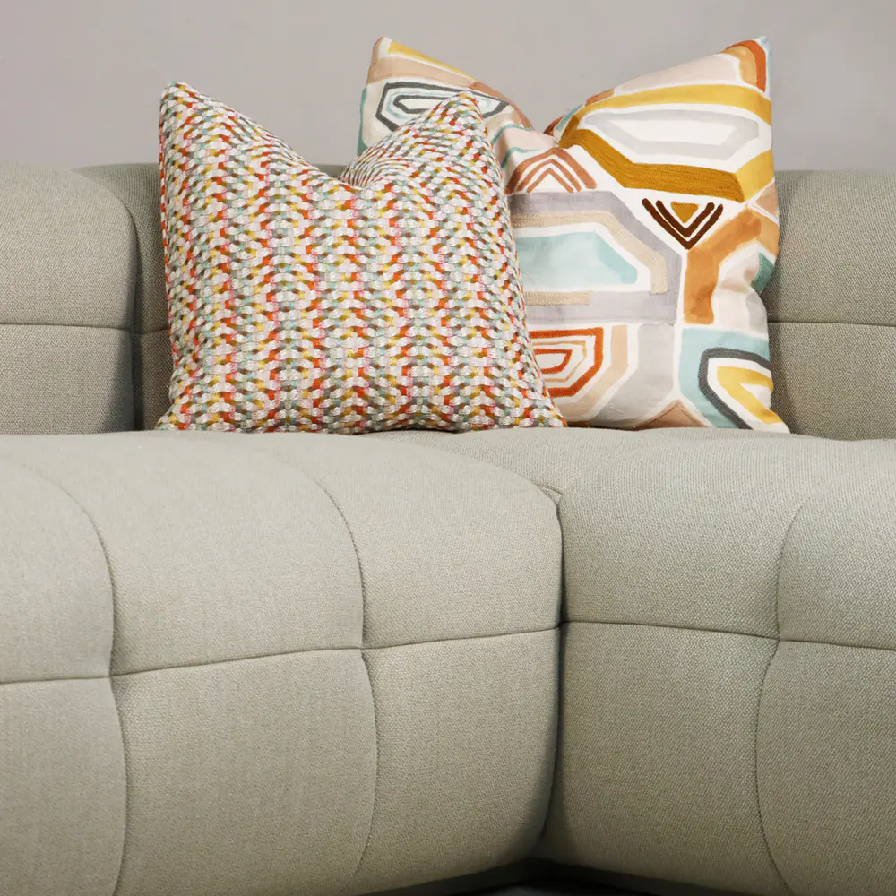 Aster Block-Tuft L-Sectional Sofa – Sand Beige