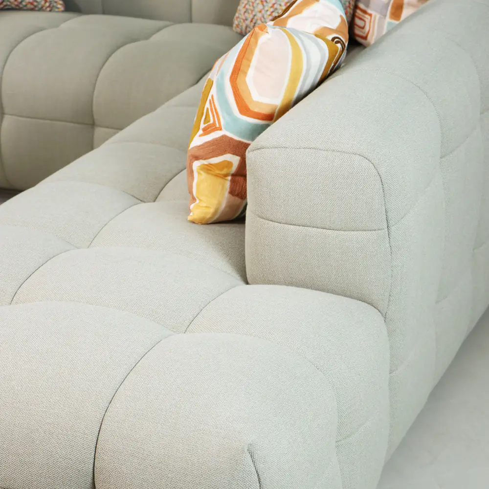 Aster Block-Tuft L-Sectional Sofa – Sand Beige