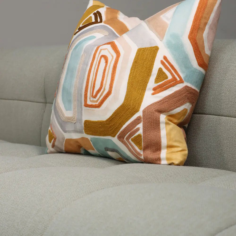 Aster Block-Tuft L-Sectional Sofa – Sand Beige