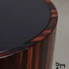 Macassar Ebony Round Drum Side Table with Black Top