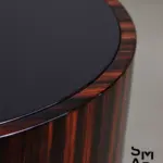 Macassar Ebony Round Drum Side Table with Black Top