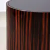 Macassar Ebony Round Drum Side Table with Black Top