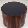 Macassar Ebony Round Drum Side Table with Black Top