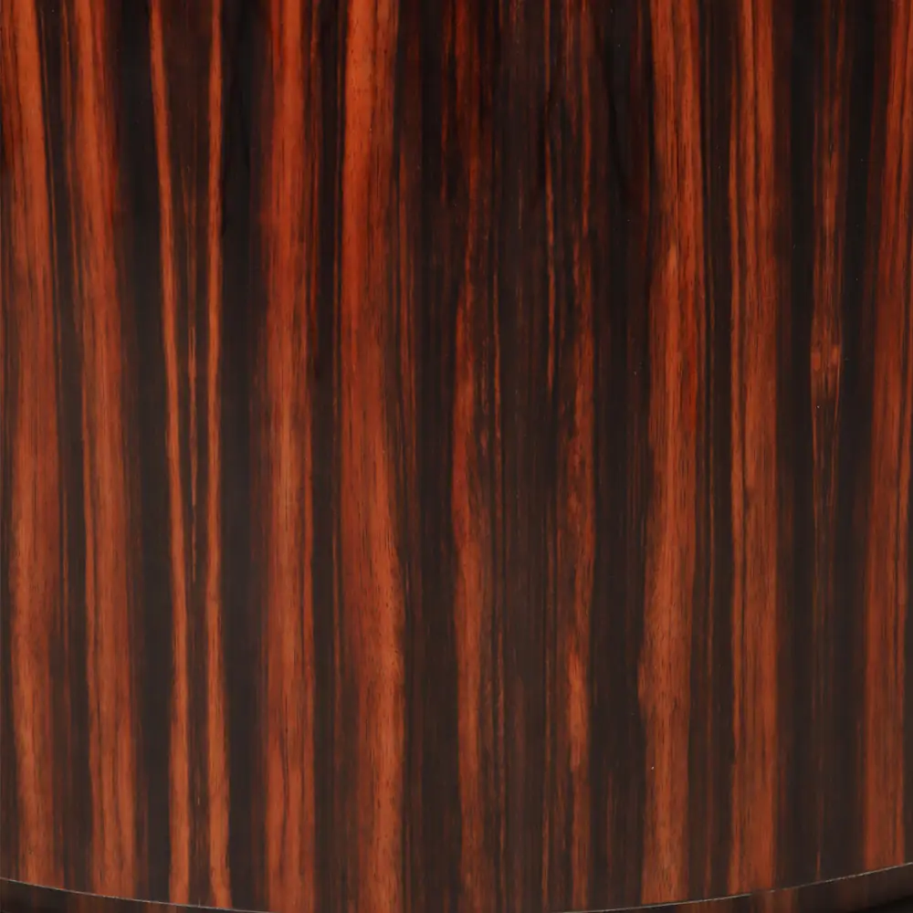 Macassar Ebony Round Drum Side Table with Black Top