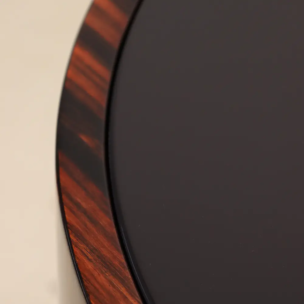 Macassar Ebony Round Drum Side Table with Black Top