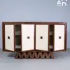 Zigzag Base Walnut & Ivory 4‑Door Sideboard