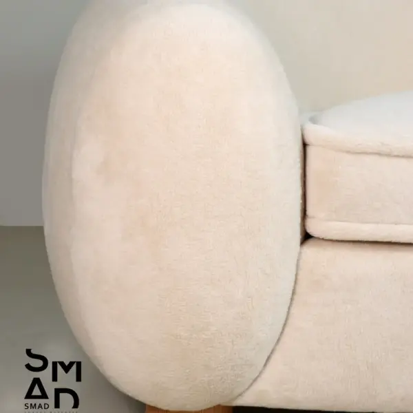 Cream Bouclé Rounded-Arm Sofa