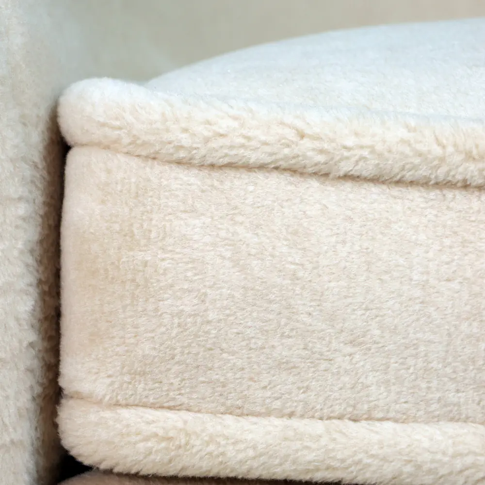 Cream Bouclé Rounded-Arm Sofa