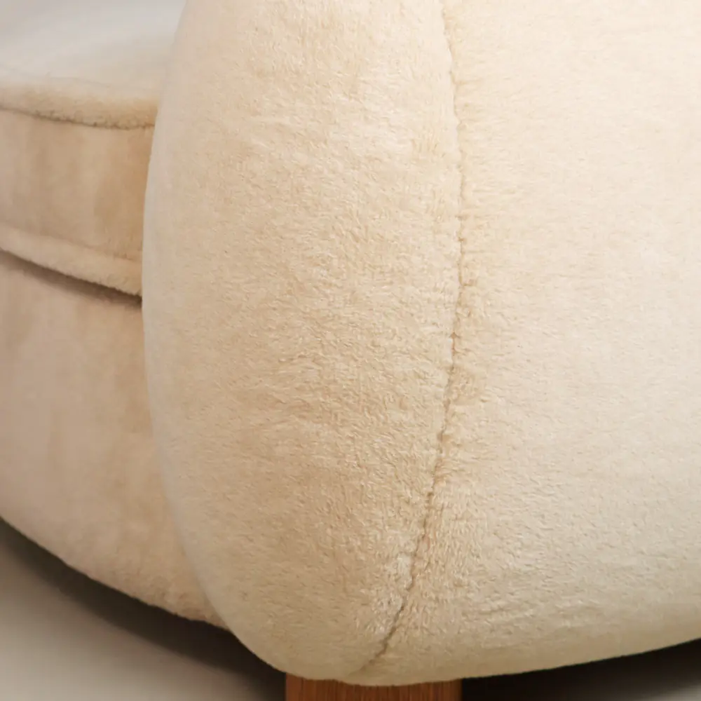 Cream Bouclé Rounded-Arm Sofa
