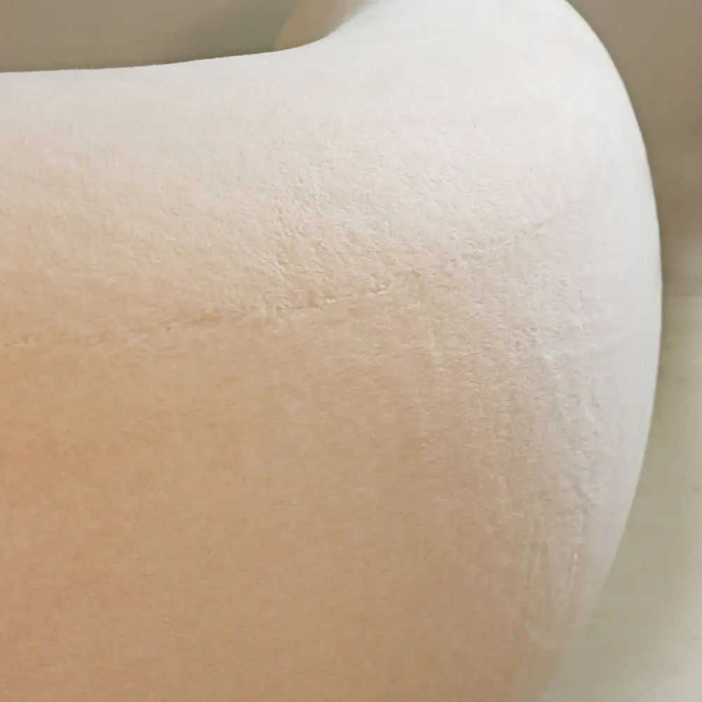 Cream Bouclé Rounded-Arm Sofa