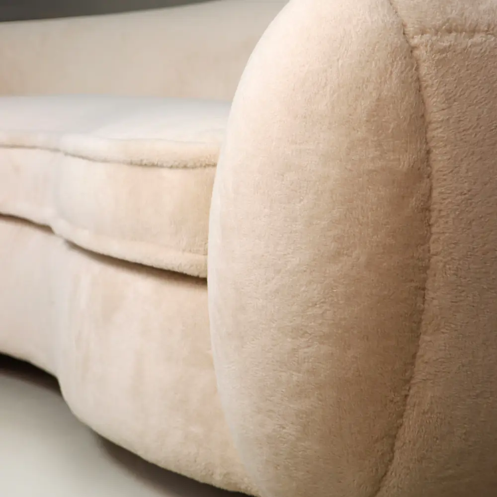 Cream Bouclé Rounded-Arm Sofa