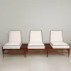 Mid‑Century Ivory Slipper Chair with Walnut‑Tone Base