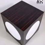 Ebony Cube Side Table with White Oval Inlays