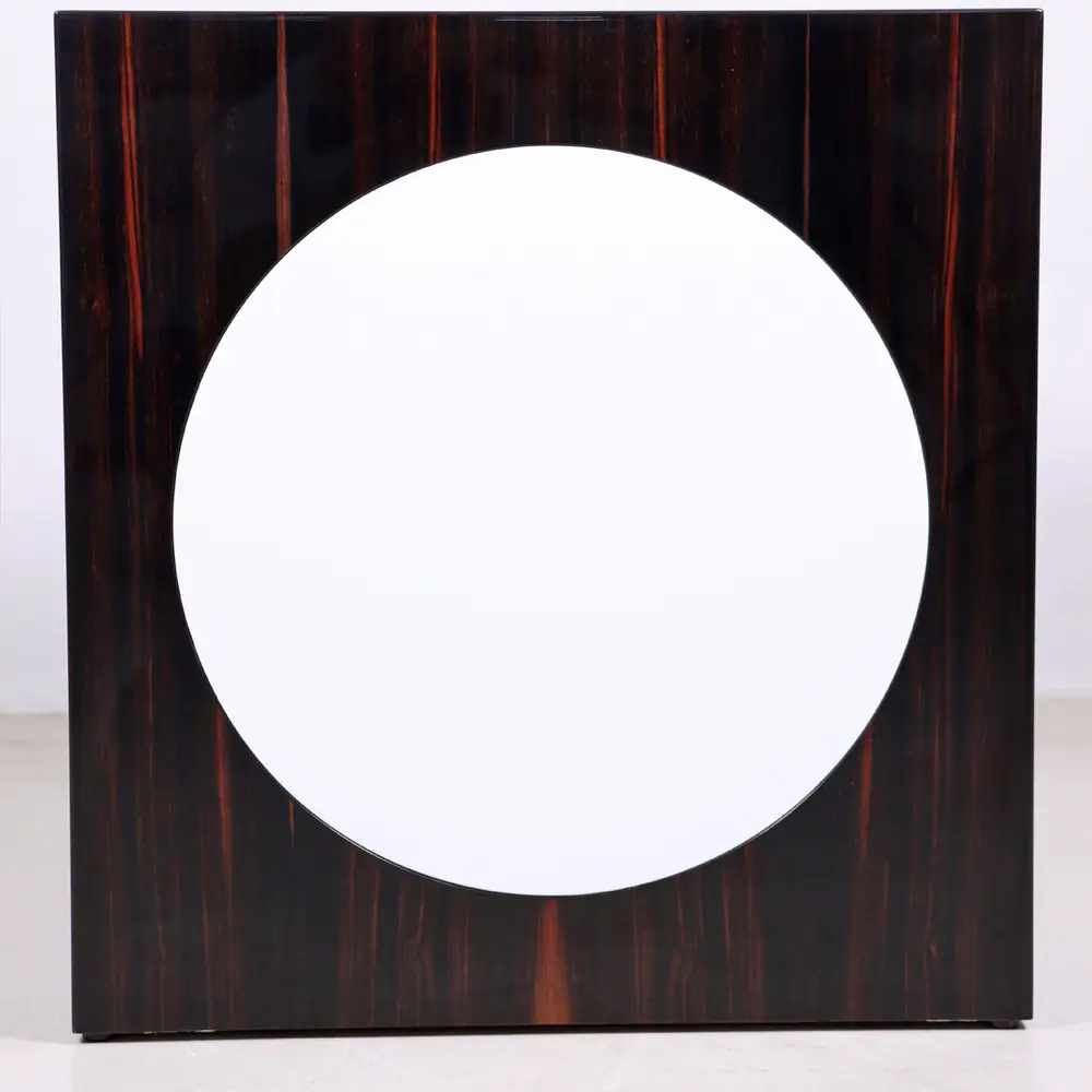 Ebony Cube Side Table with White Oval Inlays