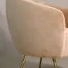 Champagne Velvet Barrel Accent Chair with Brass Tapered Legs