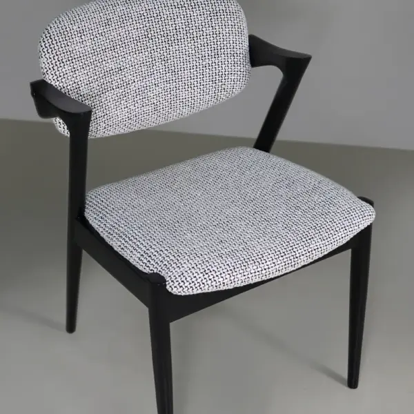 Arc Weave Upholstered Dining Chair – Black Frame