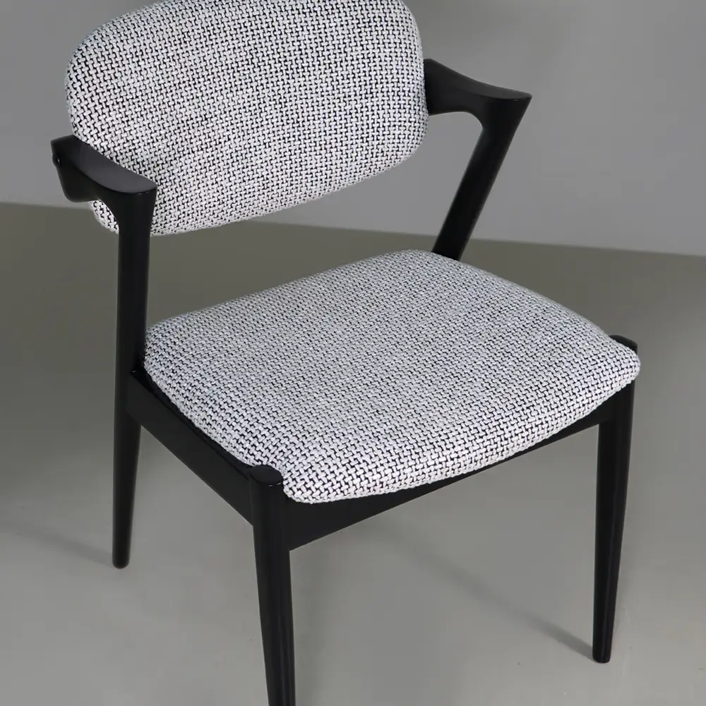 Arc Weave Upholstered Dining Chair – Black Frame