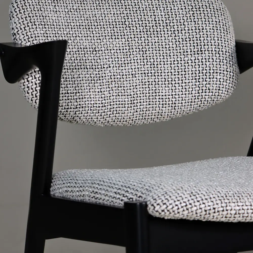 Arc Weave Upholstered Dining Chair – Black Frame