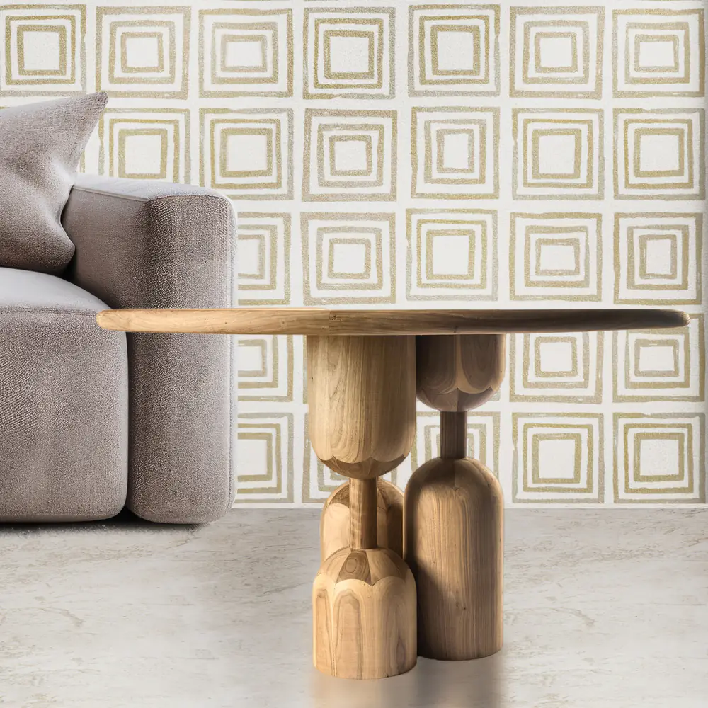 Totem Pedestal Solid Wood Coffee Table
