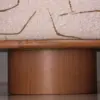 Pebble Stitch Pouf Stool with Wood Plinth Base