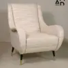 Lennox Cream Textured Accent Chair with Brass-Tipped Legs