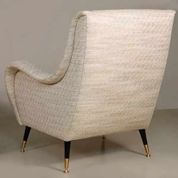 Lennox Cream Textured Accent Chair with Brass-Tipped Legs
