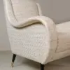 Lennox Cream Textured Accent Chair with Brass-Tipped Legs