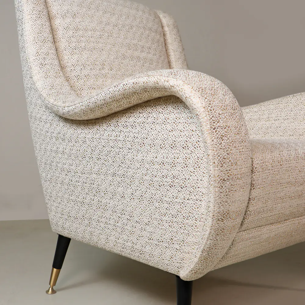 Lennox Cream Textured Accent Chair with Brass-Tipped Legs