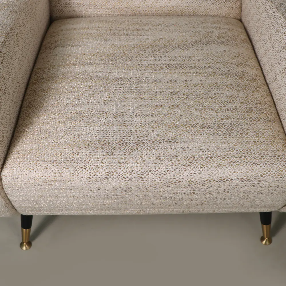 Lennox Cream Textured Accent Chair with Brass-Tipped Legs