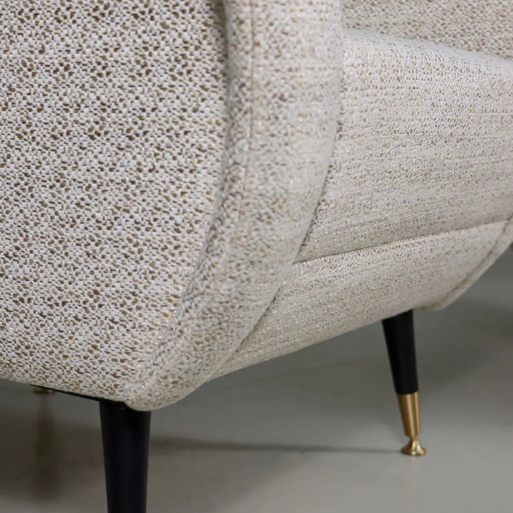 Lennox Cream Textured Accent Chair with Brass-Tipped Legs