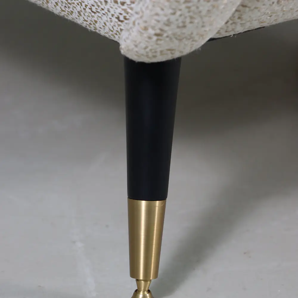 Lennox Cream Textured Accent Chair with Brass-Tipped Legs